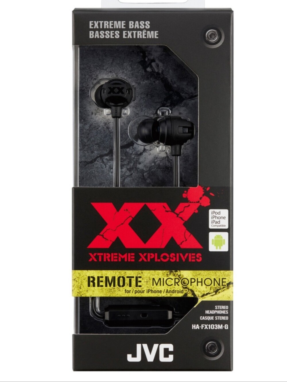 JVC XX Xtreme Basd Black In-Ear Headphones with Remote & Microphone